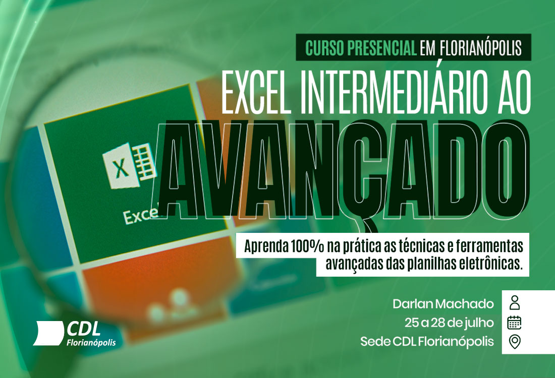 Curso presencial Excel nível intermediário da CDL de Florianópolis