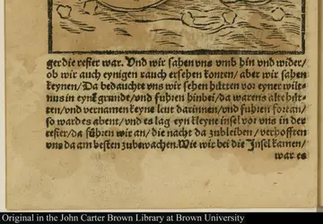 "Wie unser etlicke mit dem bott fuhren den bauingen zubestchtigen", publicada em 1557 Andres Kolben 